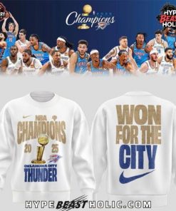 Oklahoma City Thunder 2025 NBA Champions White Edition Sweatshirt