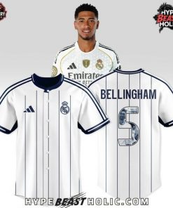Real Madrid Bellingham #5 Pinstripe Baseball Jersey