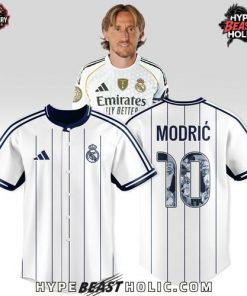 Real Madrid Modrić #10 Pinstripe Edition Baseball Jersey