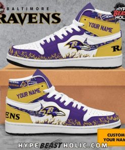 Baltimore Ravens Collab Nike Custom Name Air Jordan 1 3