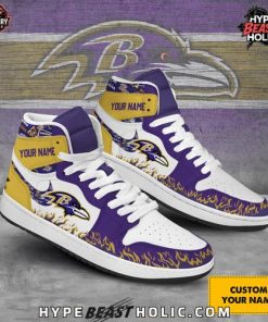 Baltimore Ravens Collab Nike Custom Name Air Jordan 1 4