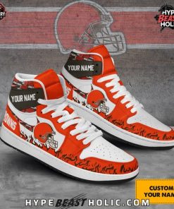 Cleveland Browns Collab Nike Custom Name Air Jordan 1 4
