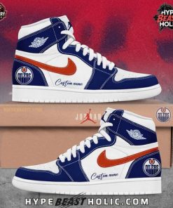 Edmonton Oilers Collab Nike Custom Name Air Jordan 1 Shoes