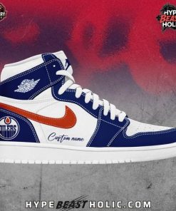 Edmonton Oilers Collab Nike Custom Name Air Jordan 1 Shoes